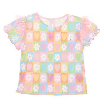[프렌치캣] 핑크 블록 주름 티셔츠 Q42DST070