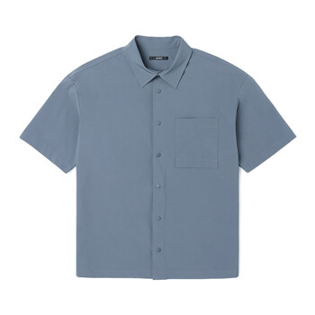 남성 원 포켓 세미 루즈 핏 반팔 셔츠 (BLUE) (HA4SS02-43)