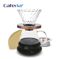 카페리아 나무/유리 핸드드립세트 800ml (CDN5) [커피필터/유리드리퍼/커피서버/핸드드립/커피용품]