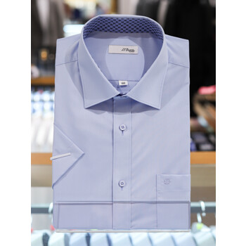 [듀퐁셔츠] 남성 일반핏 로고 배색 반팔 남방 와이셔츠 (SE4MM12HS702SBU)