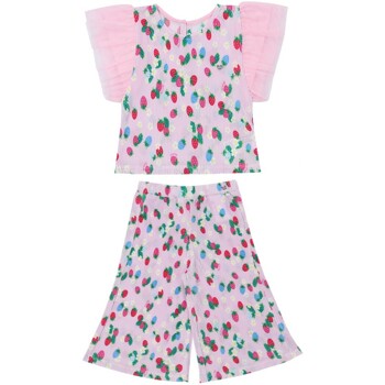[프렌치캣]핑크딸기주름티셔츠/바지상하세트Q42DBT190/Q42DBP140여아동등원룩예쁜옷한벌