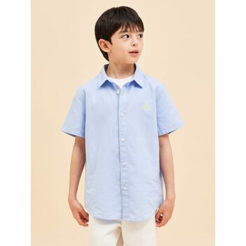 [BEANPOLE KIDS] 폴리 리넨 반소매 셔츠  스카이 블루 (BI4365U03Q)