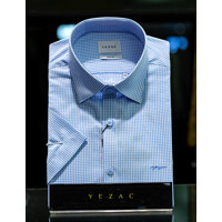 [예작셔츠] 남성 슬림핏 체크 반팔 남방 와이셔츠 (YJ4MBS266-BL)