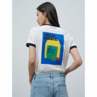[빈폴레이디스] [Green] 빈폴X선데이플래닛 프린트 팁 배색 반소매 티셔츠  화이트 (BF4442N011)