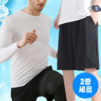 남녀공용 여름 더위순삭 아이스 쿨티셔츠+7부반바지세트 S24TP1402