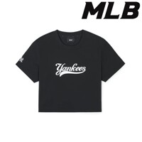 [MLB]여성 베이직 바시티 컬시브 크롭 티셔츠 3FTSV1243 50BKS