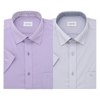 [예작셔츠]남성 반소매 일반핏 스판 모달 솔리드 배색스냅 셔츠 YJ4MIR402