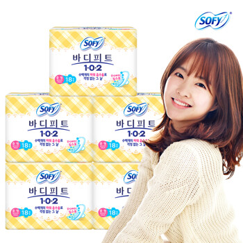 [쏘피] 바디피트 102 생리대 중형 18P×5팩(총90P)