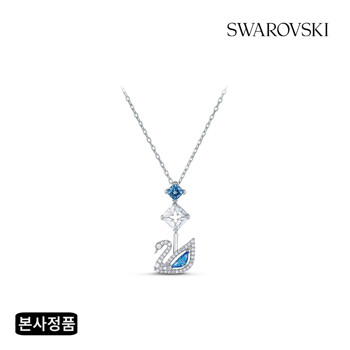 [스와로브스키/본사정품] Dancing Swan Y 블루 로듐 목걸이 5530625