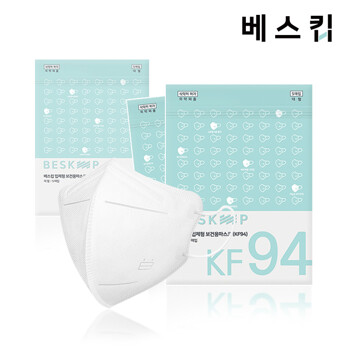 베스킵 올국산 KF94 화이트 새부리형 마스크 90매 (5매입X18개)