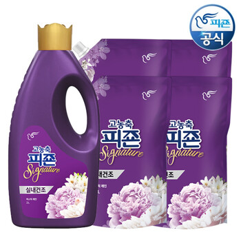 피죤 섬유유연제 시그니처 미스틱레인 2L 용기 x 1개+1.6L 리필 x 4개