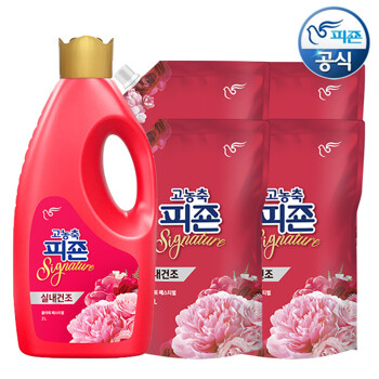 피죤 섬유유연제 시그니처 플라워페스티벌 2L 용기 x 1개+1.6L 리필 x 4개