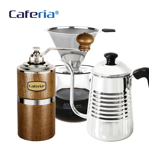 카페리아 핸드드립 홈카페 3종세트(CDG2CM7CK6) 커피그라인더+드립세트+드립포트[커피용품]