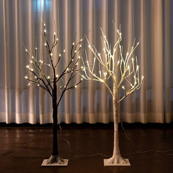 설렘하우스 감성가득 LED 전구 자작 나무 크리스마스트리 조명 90cm