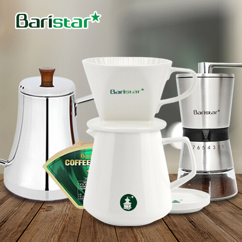 바리스타 핸드드립 홈카페 3종세트(BDP1BM1BKW3) 커피그라인더+드립세트+드립주전자[커피용품]
