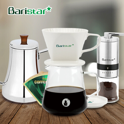 바리스타 핸드드립 홈카페 3종세트(BDN1BM4SBKW3) 커피그라인더+드립세트+드립주전자[커피용품]