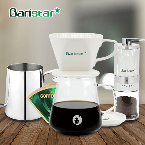 바리스타 핸드드립 홈카페 3종세트(BDN1BM4WBKW1) 커피그라인더+드립세트+드립주전자[커피용품]