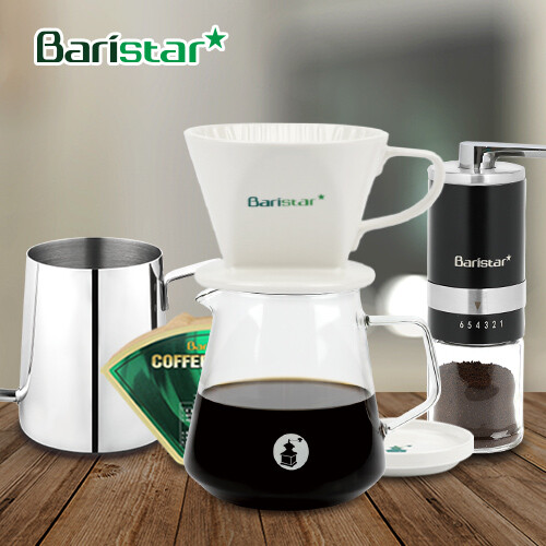 바리스타 핸드드립 홈카페 3종세트(BDN1BM4KBKW1) 커피그라인더+드립세트+드립주전자[커피용품]