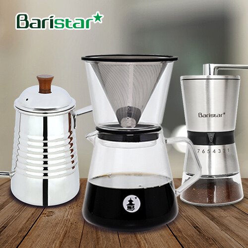 바리스타 핸드드립 홈카페 3종세트(BDG1BM1BKW2) 커피그라인더+드립세트+드립주전자[커피용품]
