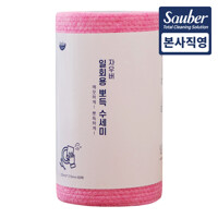 자우버 두꺼운 뽀득 일회용수세미 핑크색 60매 1개
