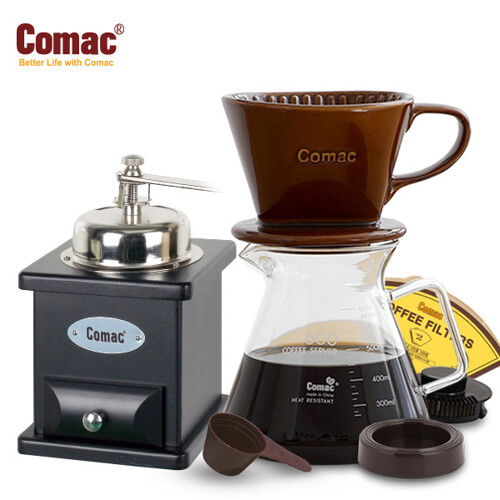 코맥 핸드드립 홈카페 2종세트(DN4MC6) 커피그라인더+드립세트[커피용품원두분쇄기]