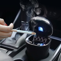 차량용 대용량 LED 재떨이 재털이 냄새차단 휴지통 B06