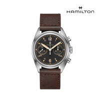 [해밀턴] H76409530 카키 에비에이션 파이오니어 매커니컬 크로노 40mm 브라운 가죽 남성 시계