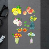 옷에 붙이는 스티커 의류 전사지 꽃 과일 수채화