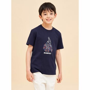 [BEANPOLE KIDS] 멀티컬러 아트웍 나야나 티셔츠  네이비 (BI4242U03R)