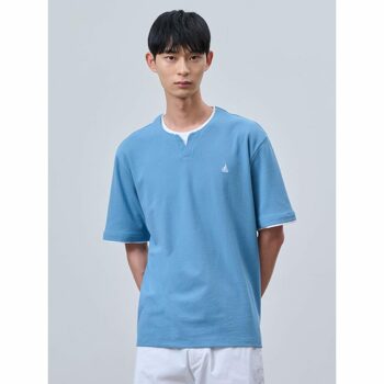 [빈폴] 밀라노조직 레이어드 라운드넥 티셔츠  블루 (BC4342C10P)