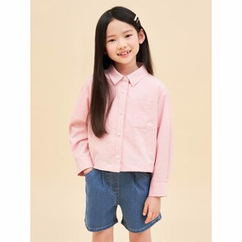 [BEANPOLE KIDS] 여아 시어서커 크롭 셔츠  핑크 (BI4364G01X)