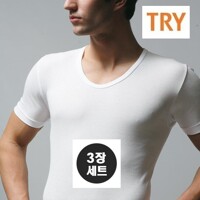 [트라이] U넥 티셔츠 남성 반팔 런닝(사이즈 90부터 115까지) 3매