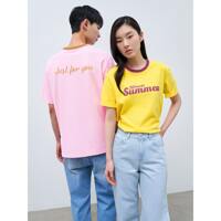 [빈폴] [NOROO] 남녀공용 레터링 배색포인트 티셔츠  핑크 (BC4542K01X)