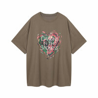 [탱커스] 여성 믹스 컬러 하트 레터링 티셔츠