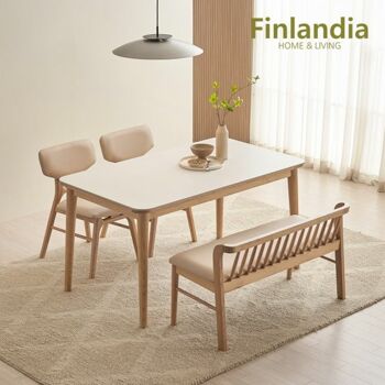 1300k 핀란디아 핀란디아 리에나 포세린 세라믹 애쉬원목 4인 식탁(의자2+벤치1)
