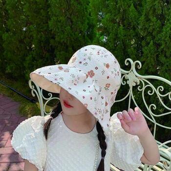 [키린] 키즈 미니꽃 넓은챙 나들이 찍찍이 오픈 모자
