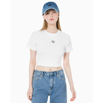 [캘빈클라인진]여성 로고 뱃지 크롭 반팔 티셔츠 (J221595-YAF)