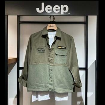 Jeep 지프 트윌 배색 아우터형 야상 셔츠 자켓 JM3SHU211SG