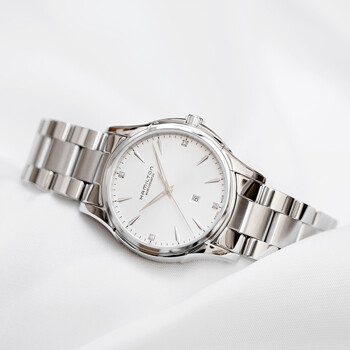 [해밀턴] H32315111 재즈마스터 뷰매틱 레이디 오토 다이아몬드 화이트 메탈 여성 시계