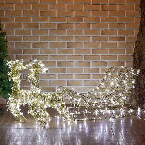 [굿즈트리]LED 설매끄는 사슴장식(골드)크리스마스인테리어장식